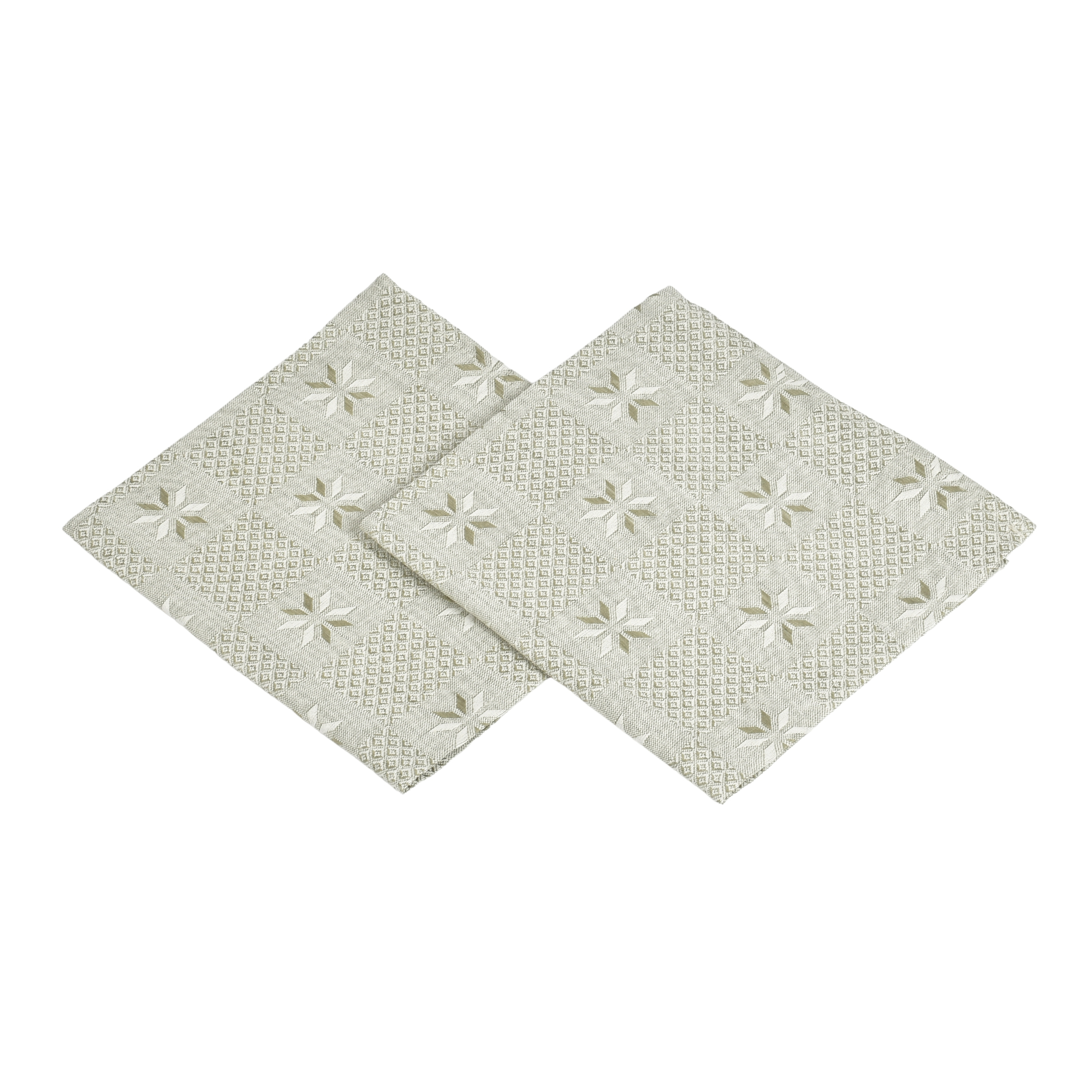 Grey jacquard linen napkins set Snowflakes, 34x34 cm, 6 pcs.