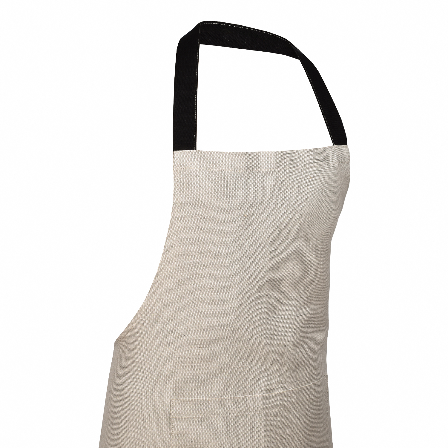 Natural color apron with black details | Linen By Linas