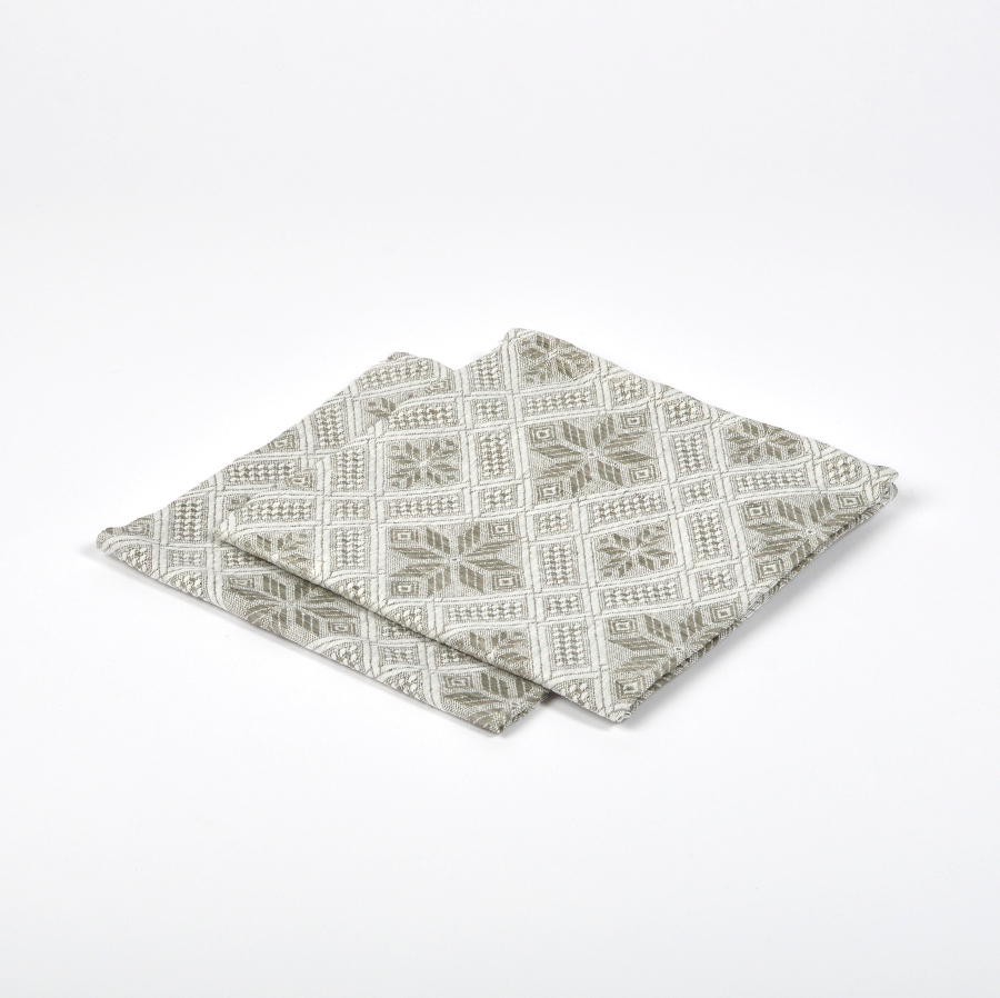 Grey jacquard linen napkins set Rhombus, 34x34 cm, 6 pcs.