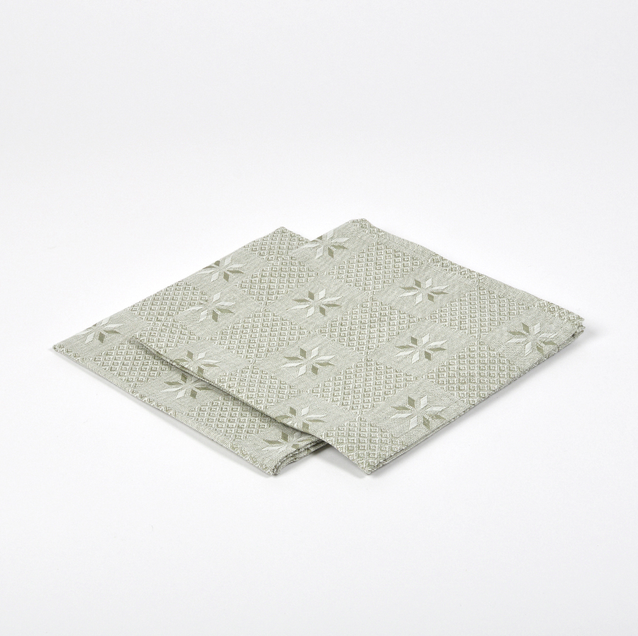 Grey jacquard linen napkins set Snowflakes, 34x34 cm, 6 pcs.