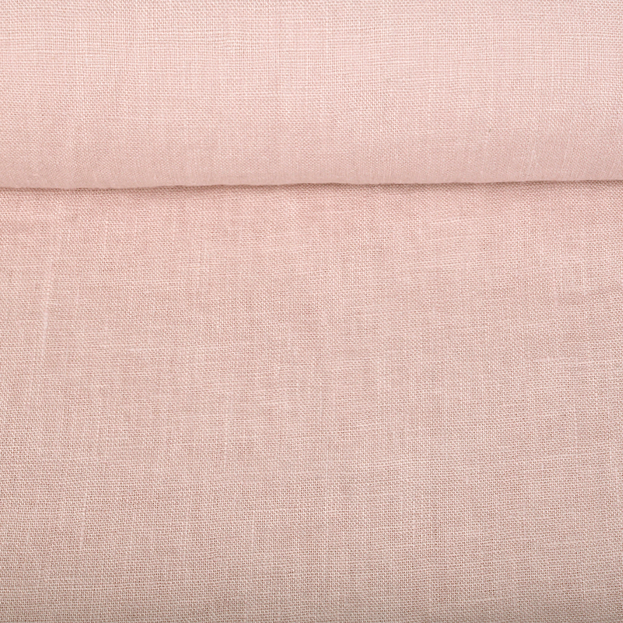 Washed linen fabric in creme pink, 205 g/m²