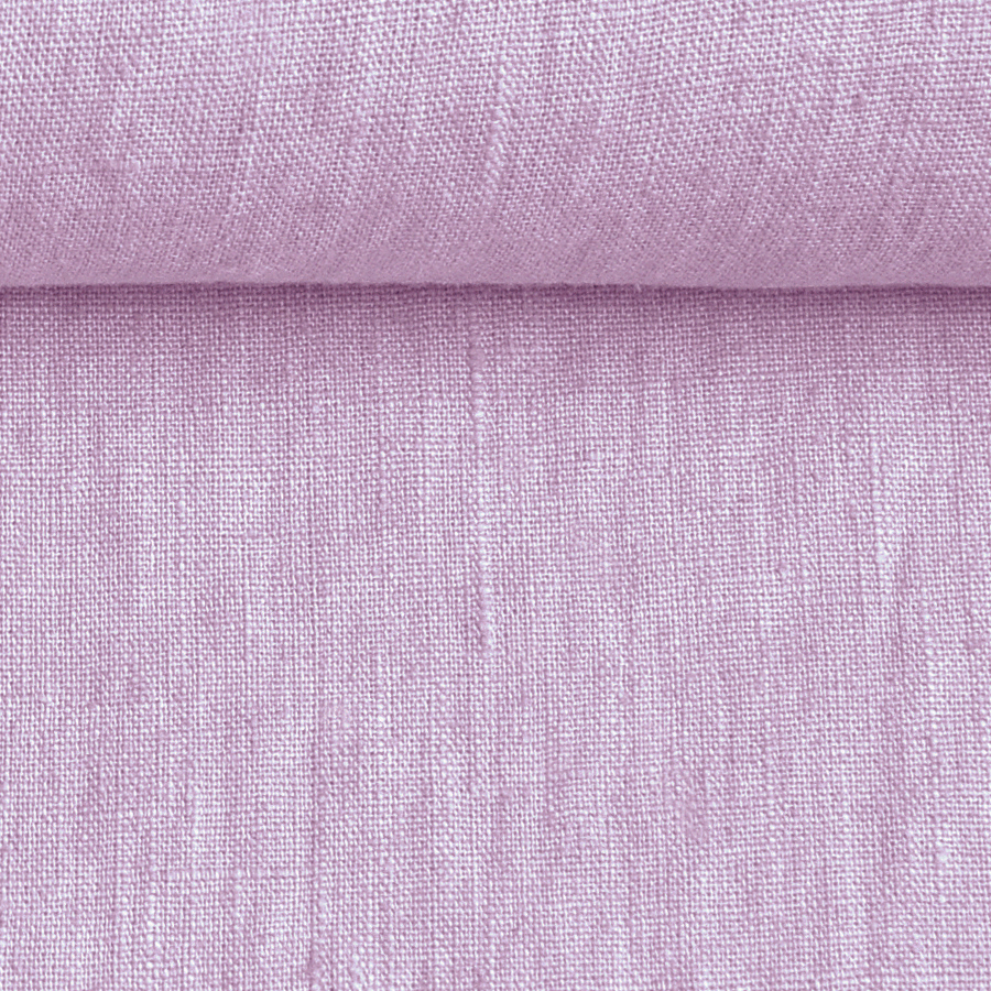 Washed linen fabric in light lavender, 205 g/m²