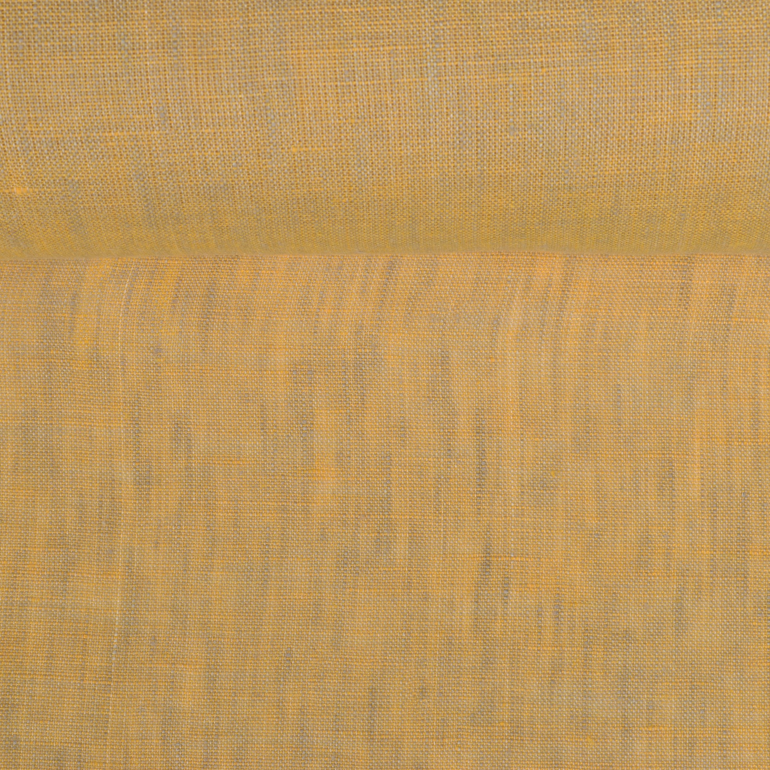 Washed melange yellow color linen fabric, 130 g/m²