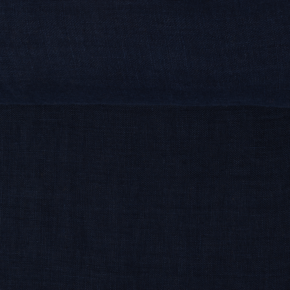 Washed dark blue linen fabric, 93 g/m²