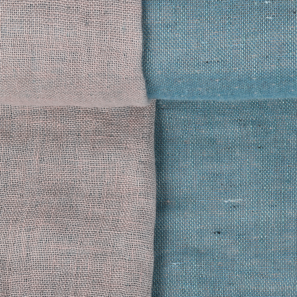 Double-sided light blue linen fabric with recycled yarns, 230 g/m²