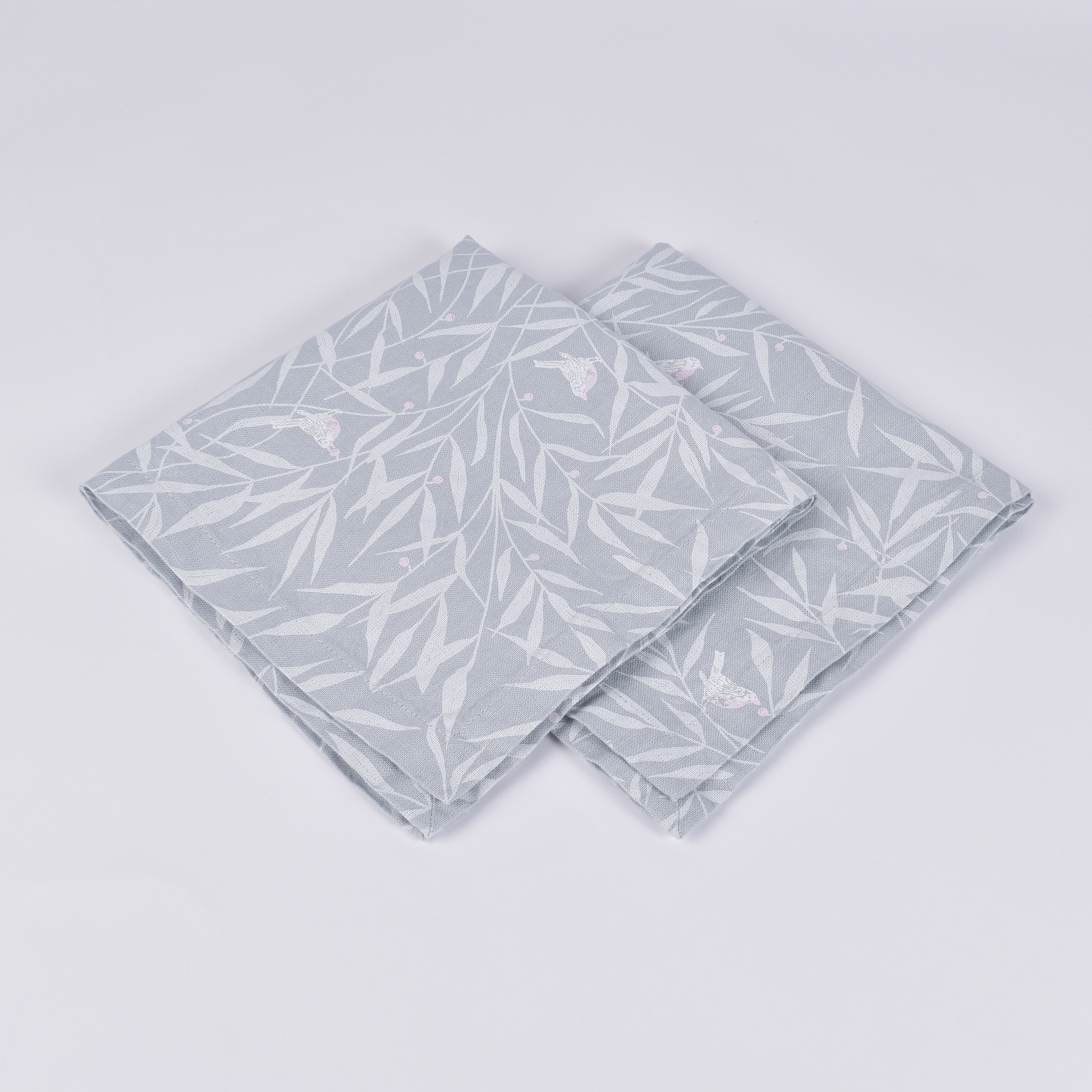 White garden napkins set in pale blue color, 40X40 cm, 4 pcs.