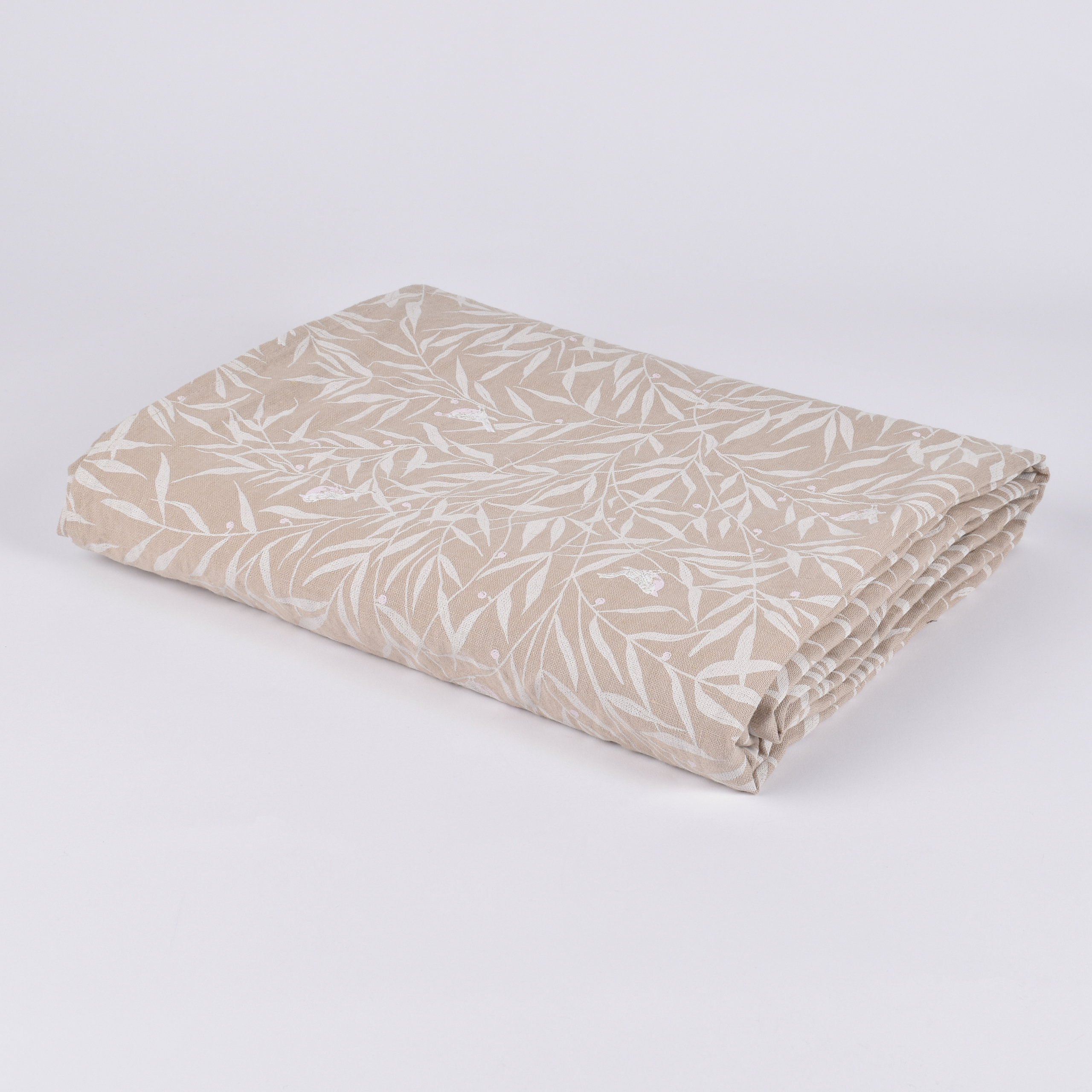 Linen tablecloth White garden in sand color, two sizes