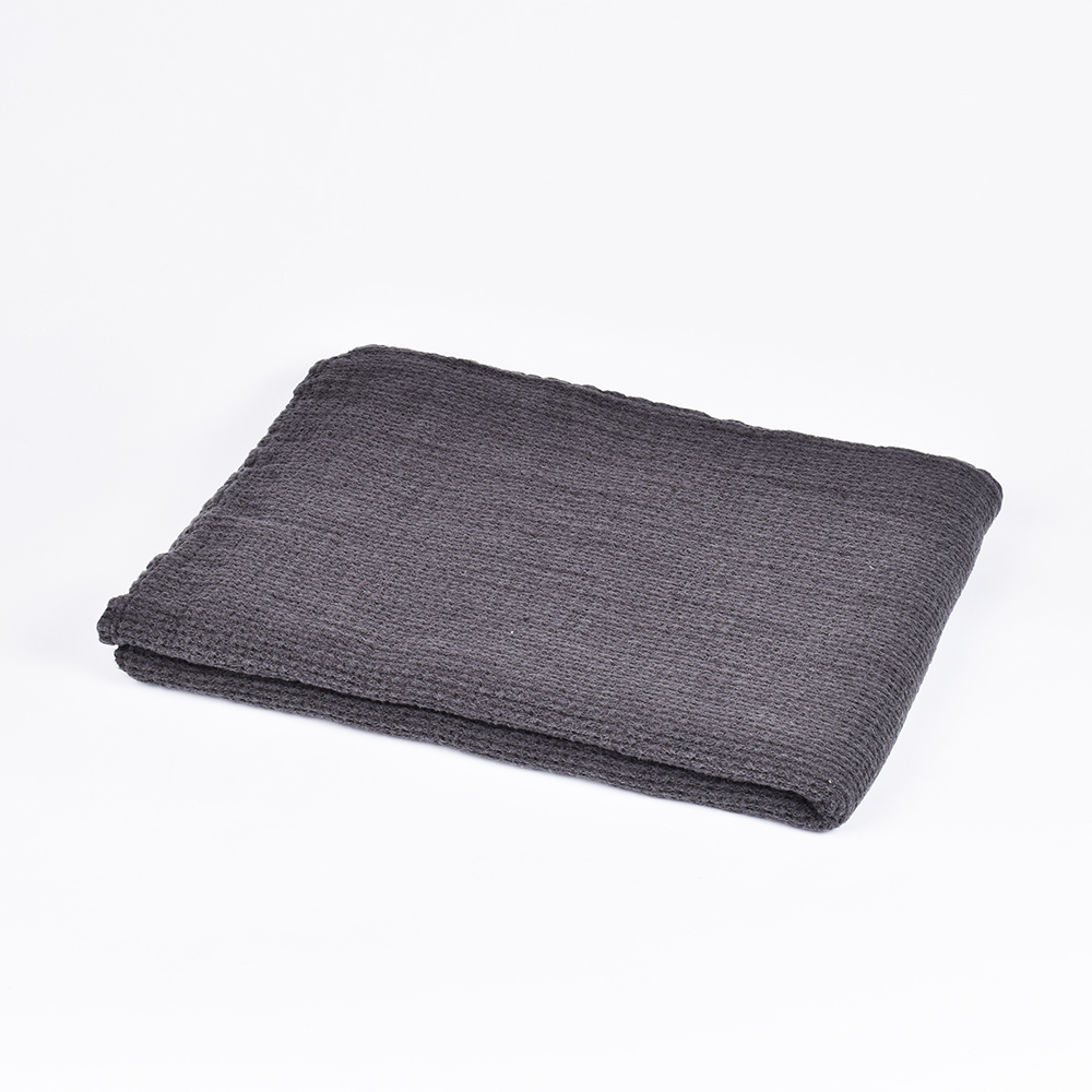 Waffle weave bath towel Dubysa in grey color, 100X140 cm