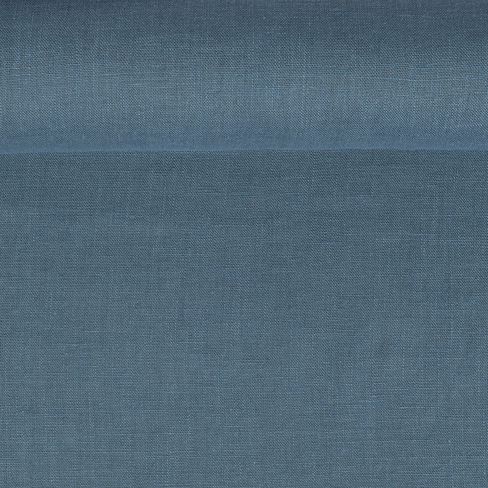 Washed pure linen fabric in ash blue colour, 205 g/m²