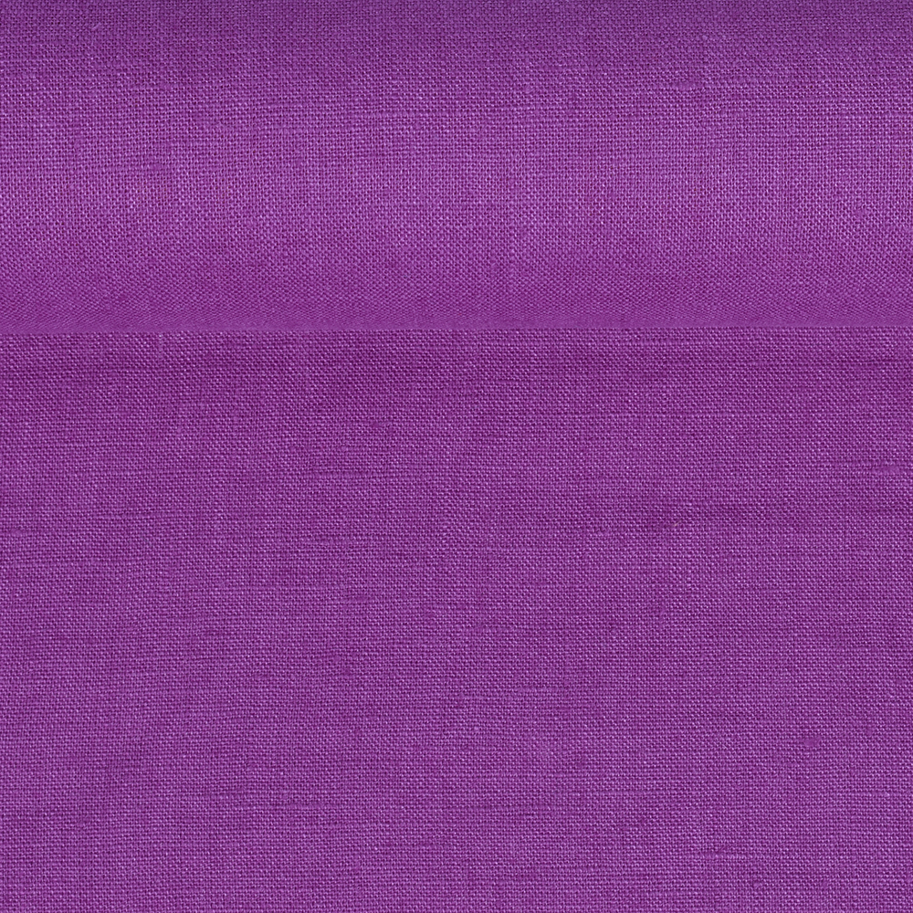 Washed pure linen fabric in purple violet colour, 205 g/m²