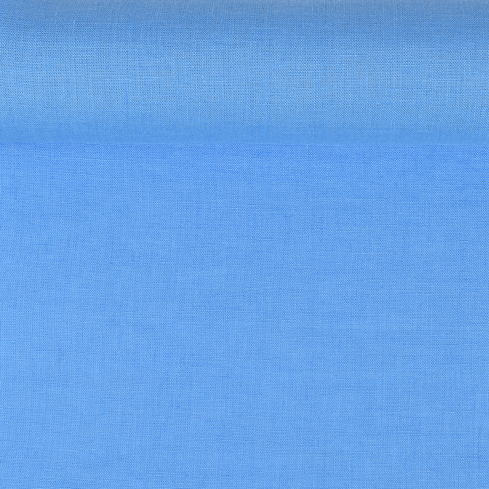 Washed linen fabric in light blue color, 205 g/m²