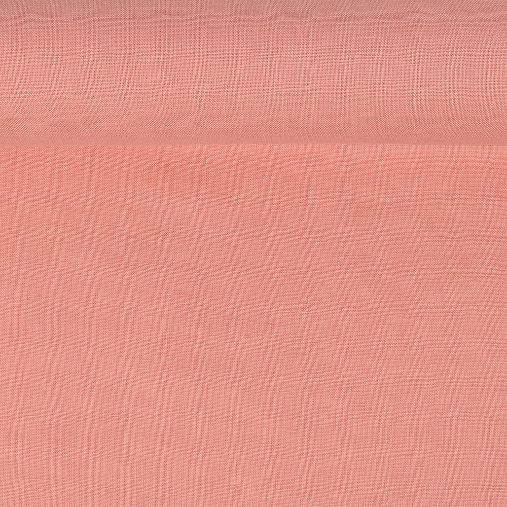 Washed linen fabric in peach rose color, 175 g/m²