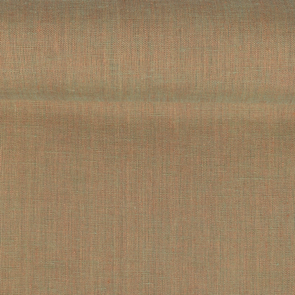 Washed melange linen fabric in brownish and greenish colors, 130 g/m²