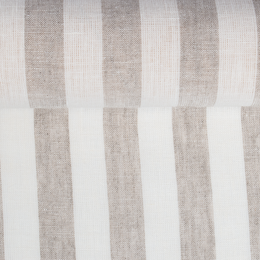 Wide softened linen fabric in stripes, 185 g/m²