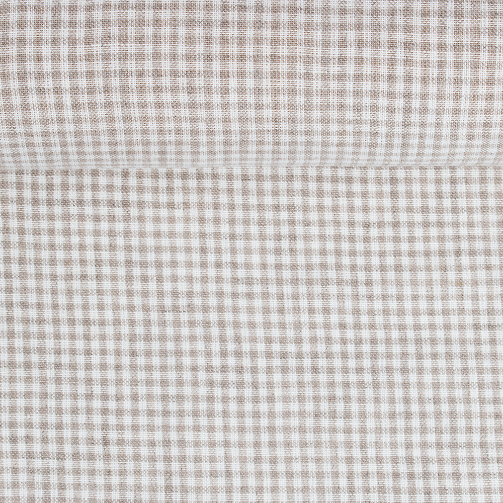 Wide softened linen fabric in small checkers, 185 g/m²