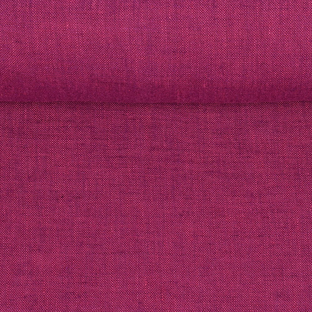 Washed melange linen fabric in cyclamen and pink colours, 195 g/m²