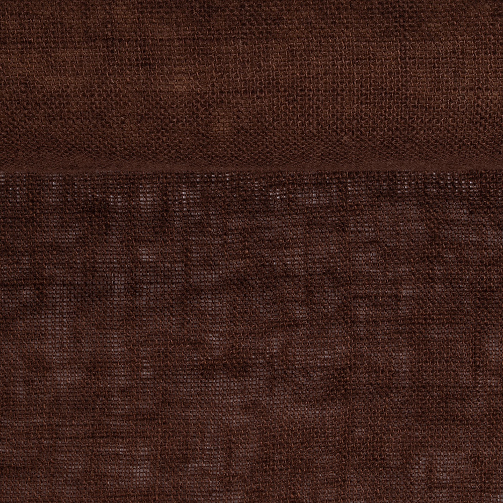 Washed rare weawing linen fabric in dark brown colour, 200 g/m²