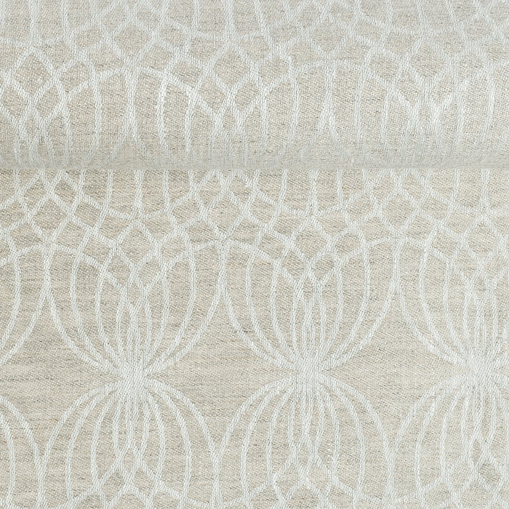 Jacquard linen fabric in natural linen colour, 240 g/m²