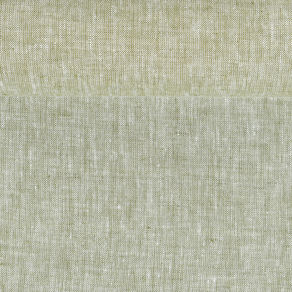 Washed linen melange fabric in green and whitish colours, 205 g/m²