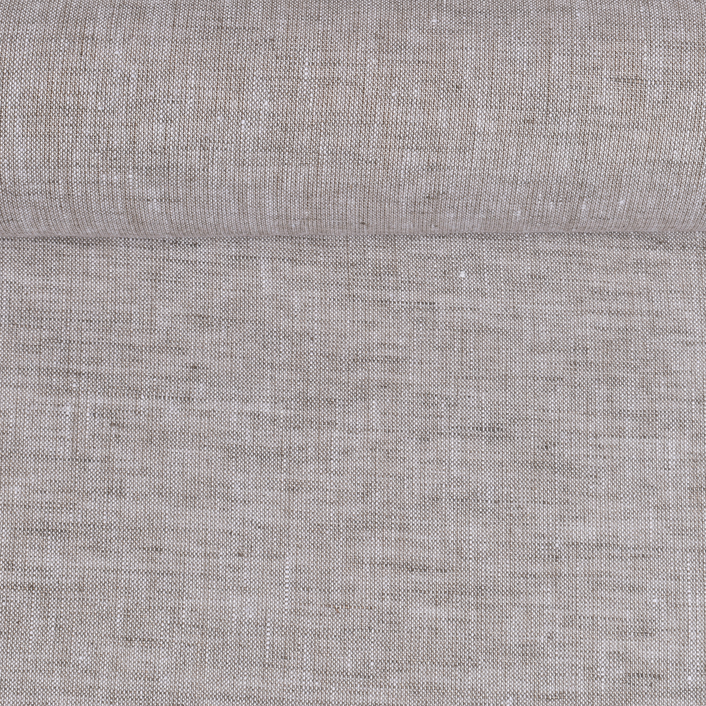 Washed linen melange fabric in brownish and whitish colours, 205 g/m²