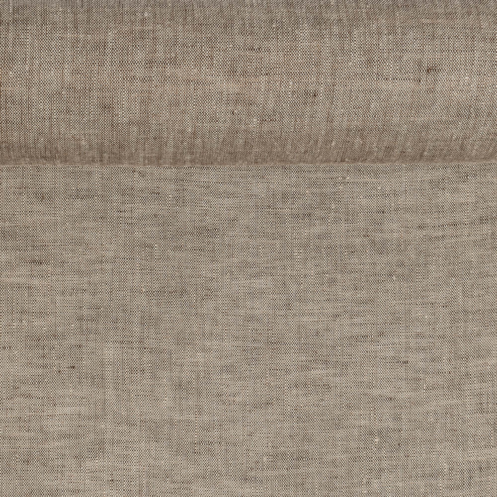 Washed linen melange fabric in brown and whitish colours, 150 g/m²