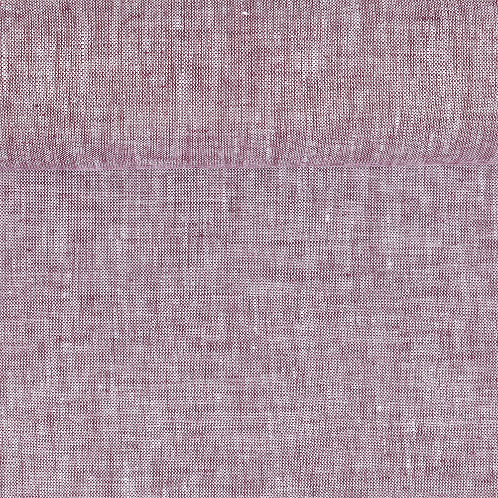 Washed linen melange fabric in burgundy and whitish colours, 205 g/m²