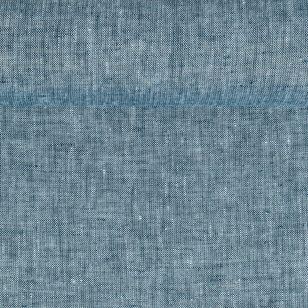 Washed linen melange fabric in dark turquoise and whitish colours, 205 g/m²