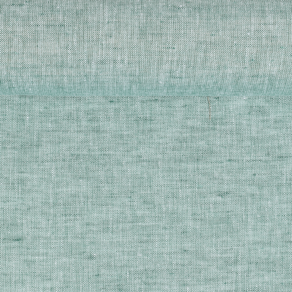 Washed linen melange fabric in mint and whitish colours, 205 g/m²