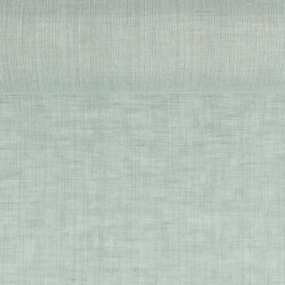 Washed linen melange fabric in greyish mint colour, 150 g/m²