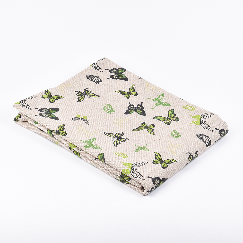 Water-pro natural colour tablecloth Green butterflies, two sizes