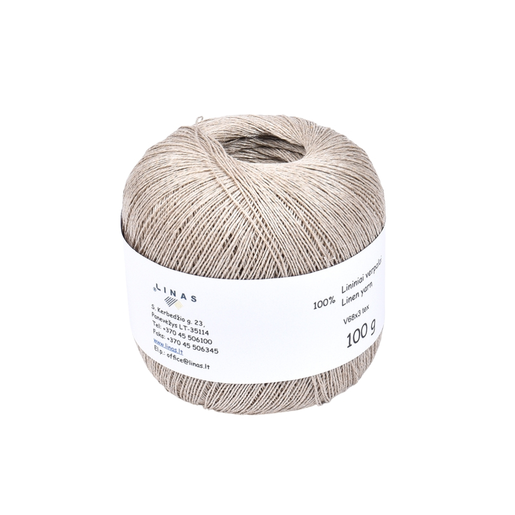 Natural colour linen yarn V68x3 tex B, 100 g