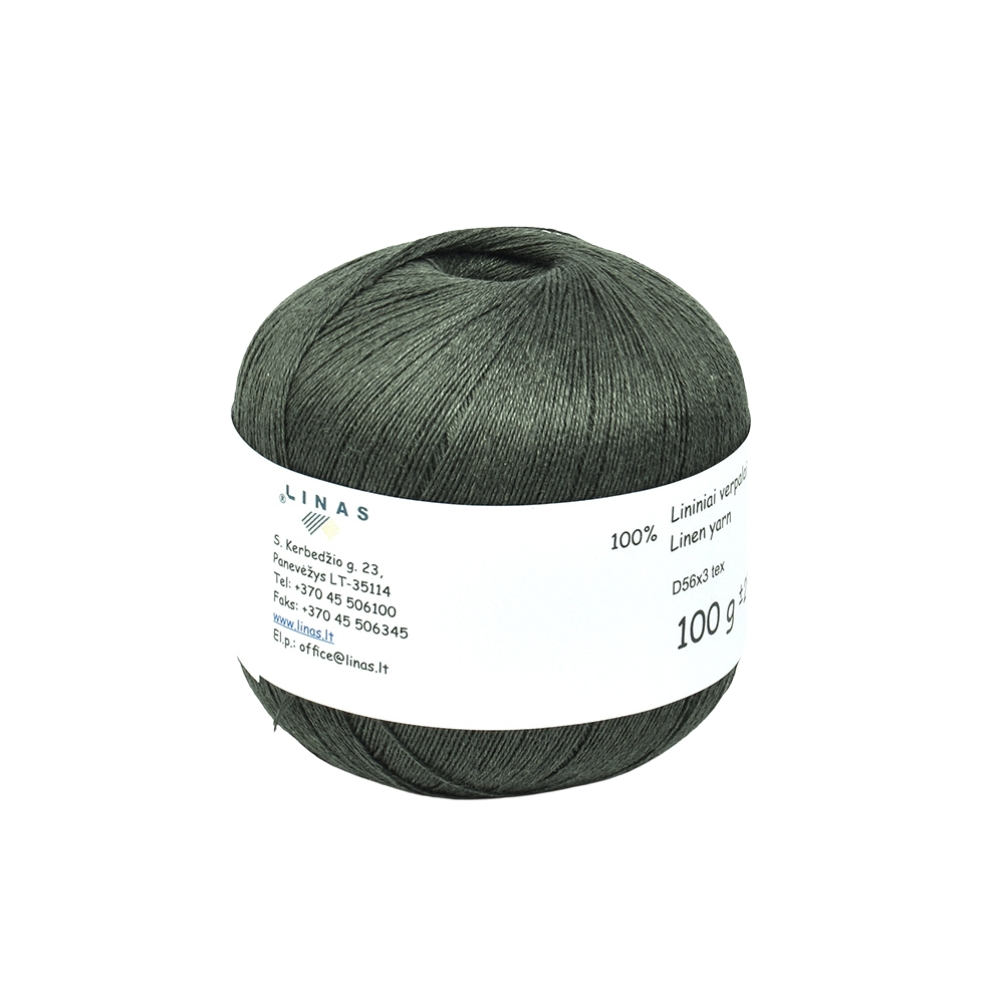 Dark green colour linen yarn D56x3 tex E, 100 g