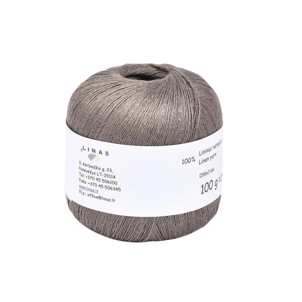 Greyish brown colour linen yarn D56x3 tex R, 100 g