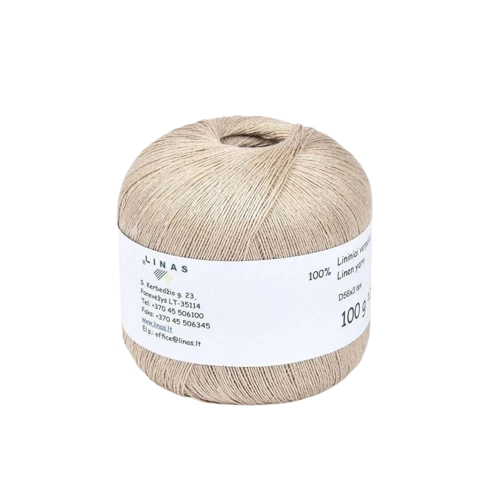 Ivory brown colour linen yarn D56x3 tex T, 100 g