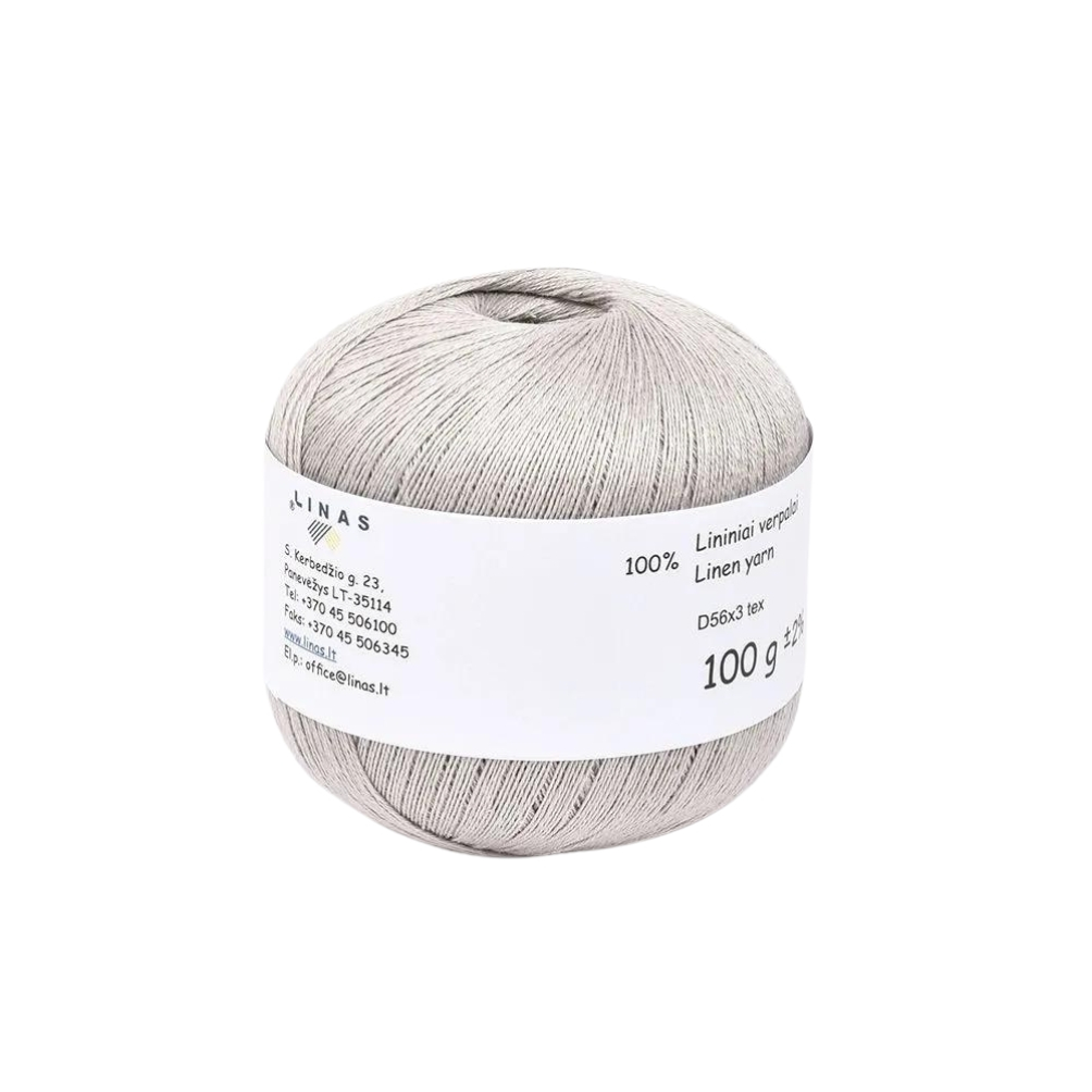 Light grey colour linen yarn D56x3 tex U, 100 g