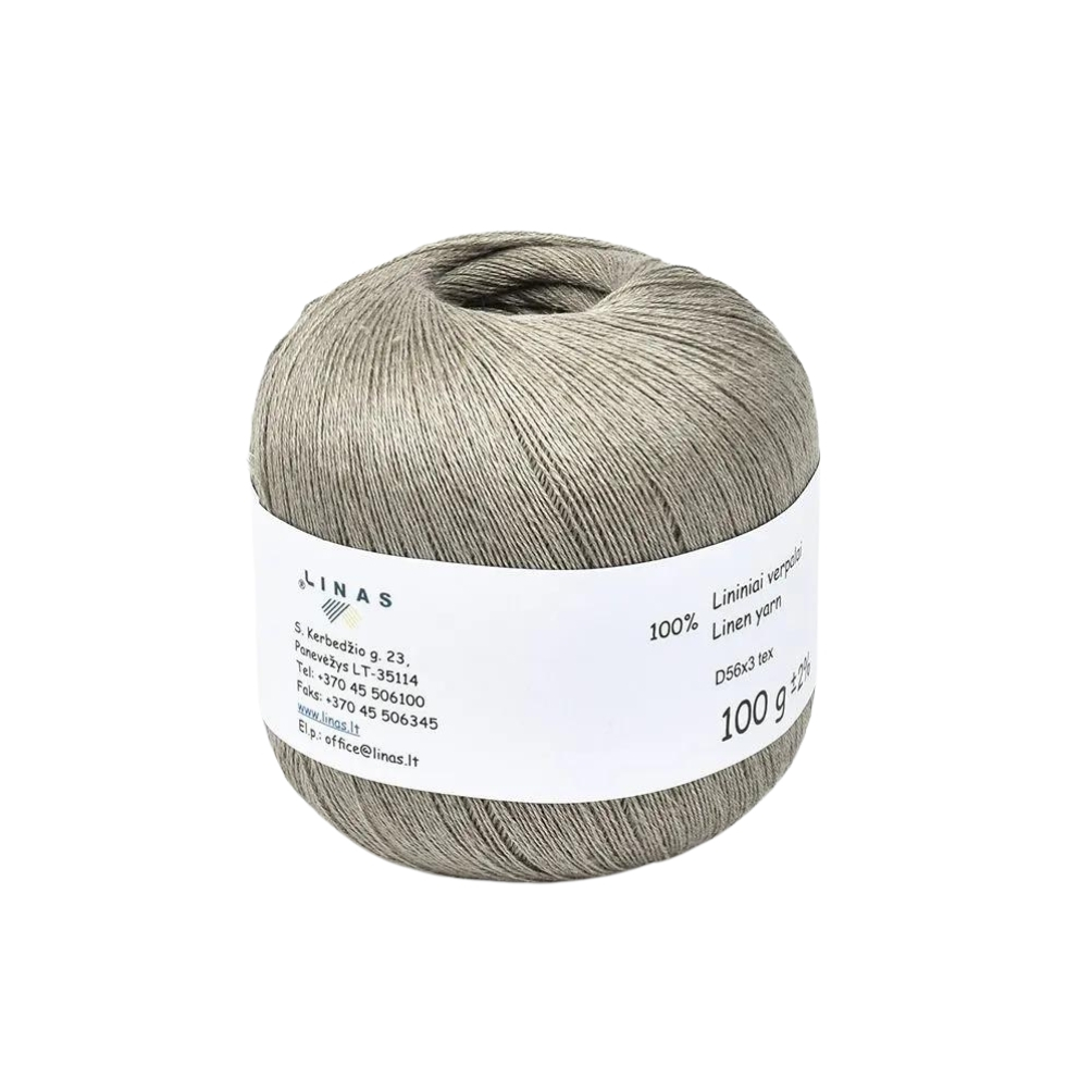 Grey colour linen yarn D56x3 tex V, 100 g