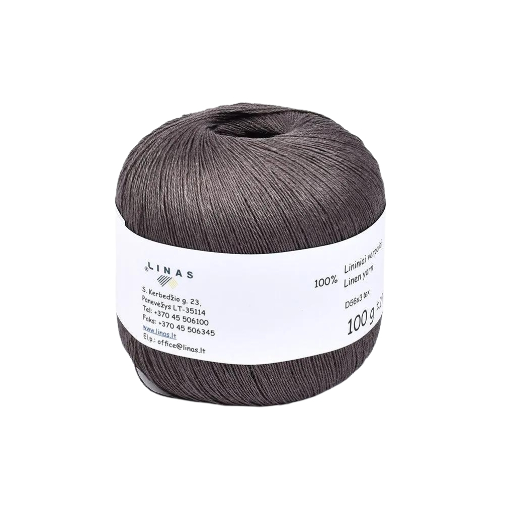 Dark grey colour linen yarn D56x3 tex Q, 100 g