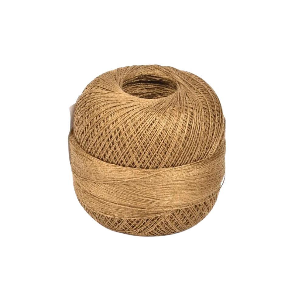 Khaki brown colour linen yarn D56x3 tex P, 100 g