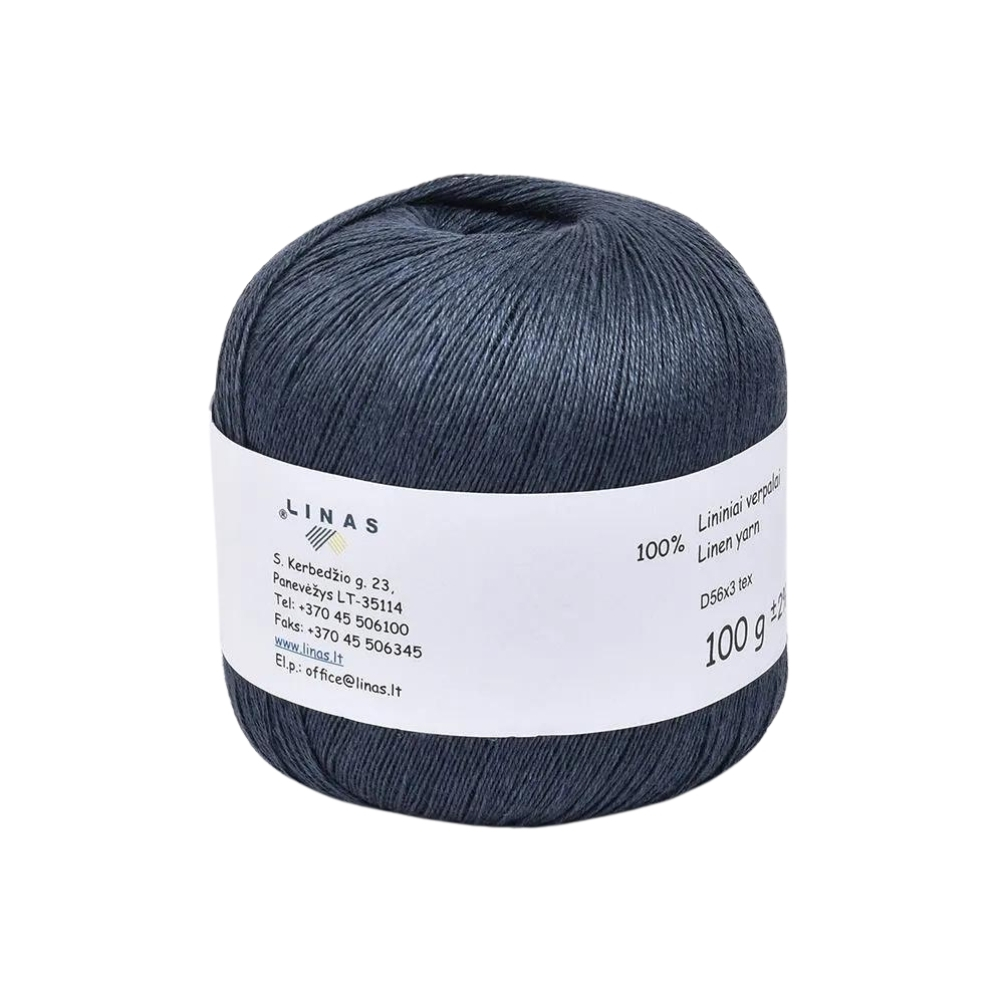 Dark blue colour linen yarn D56x3 tex K, 100 g