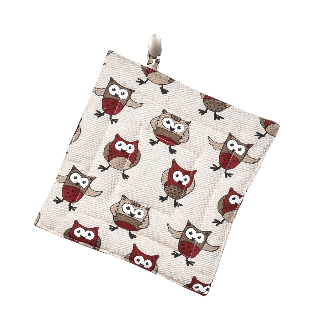 Pot holder Burgundy owls