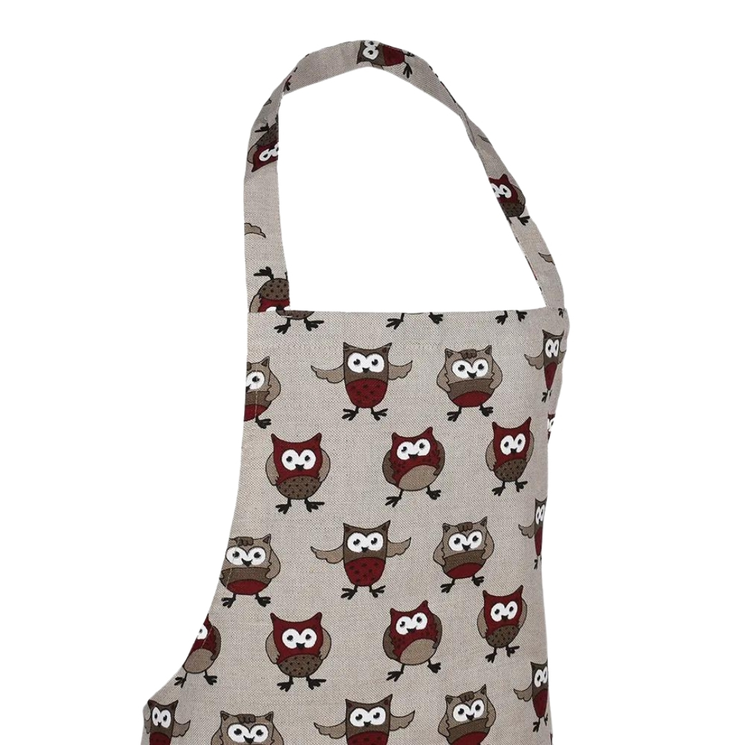 Apron Burgundy owls