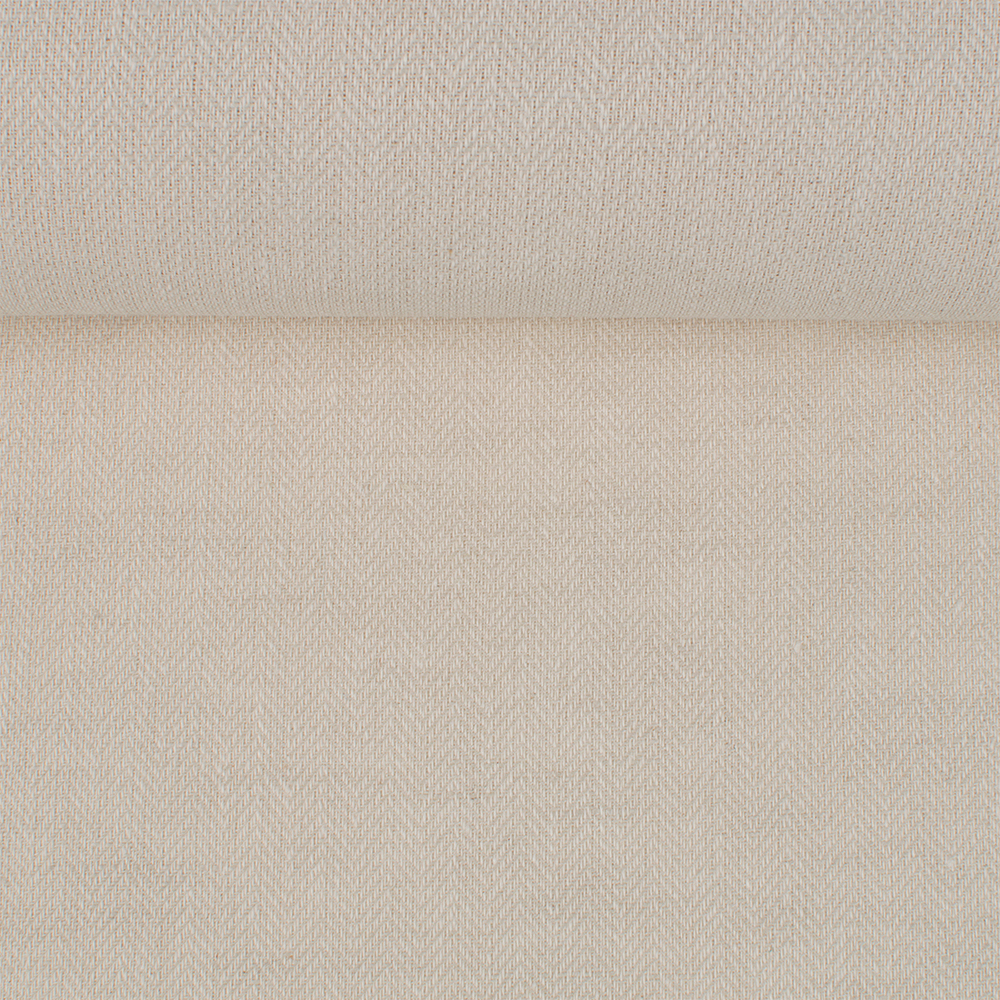 Sand colour semi linen fabric in herringbone pattern, 195 g/m²