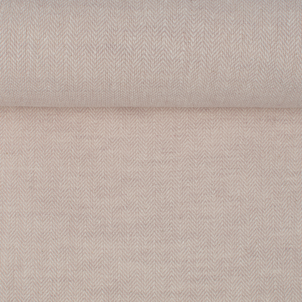 Sand colour semi linen fabric in herringbone pattern, 195 g/m²