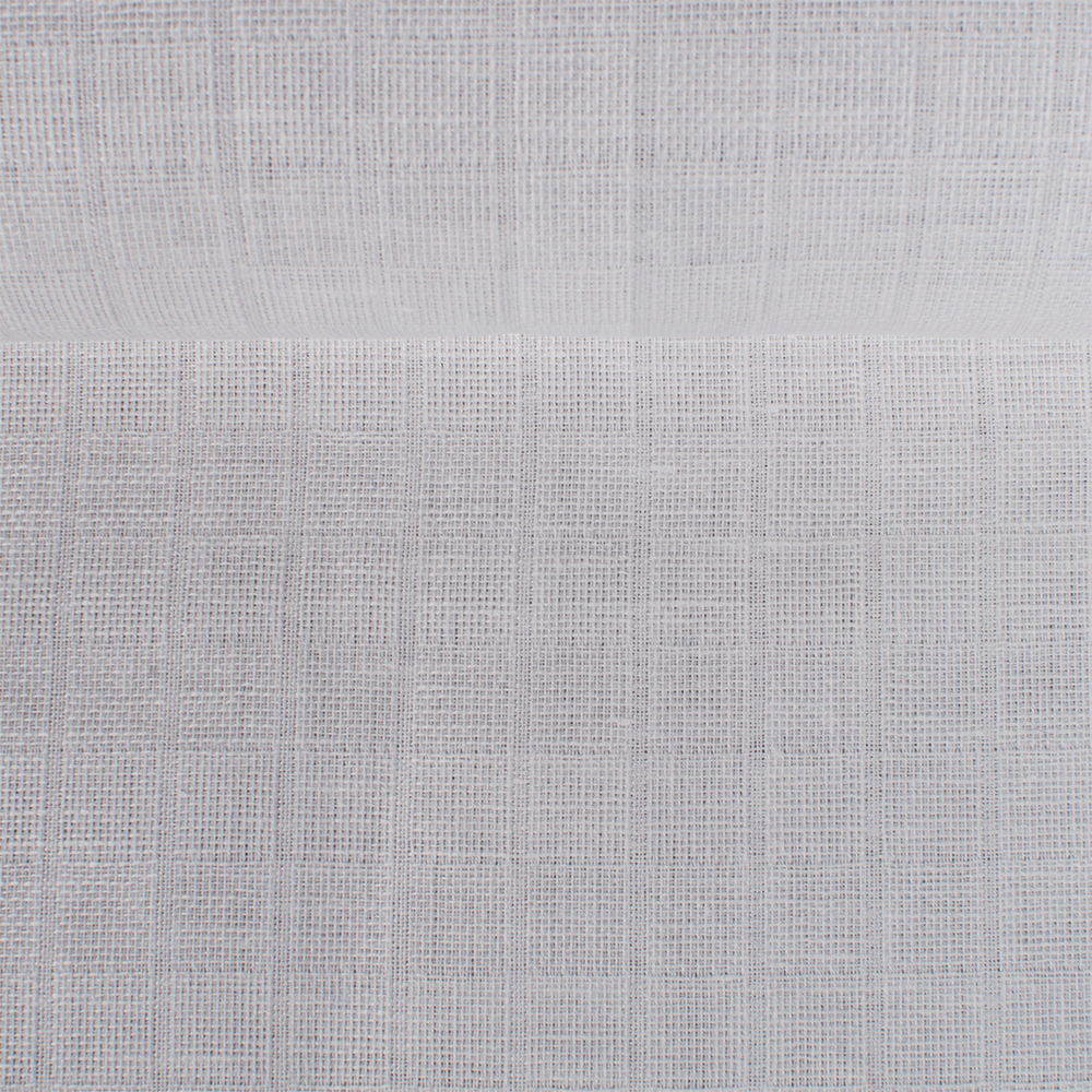 Checkered woven white semi linen fabric, 160 g/m²