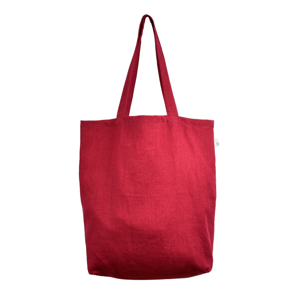 Linen shopping bag Reuse me in red colour (medium size)