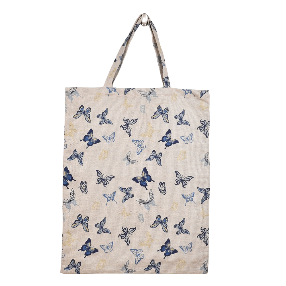 Linen shopping bag Blue butterflies