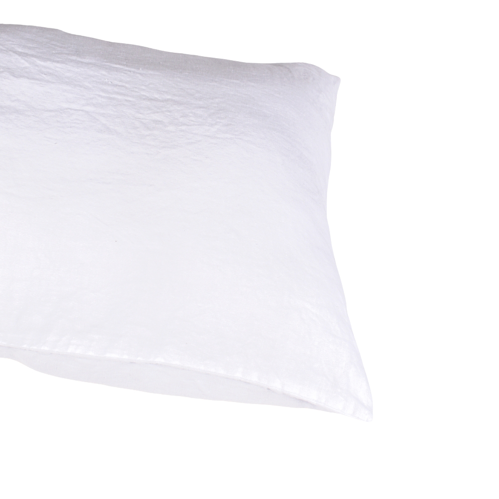 White colour washed linen pillow case, 50x70 cm