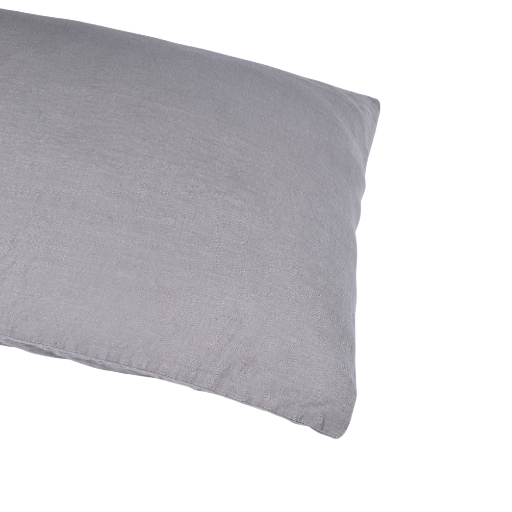 Grey colour washed linen pillow case, 50x70 cm