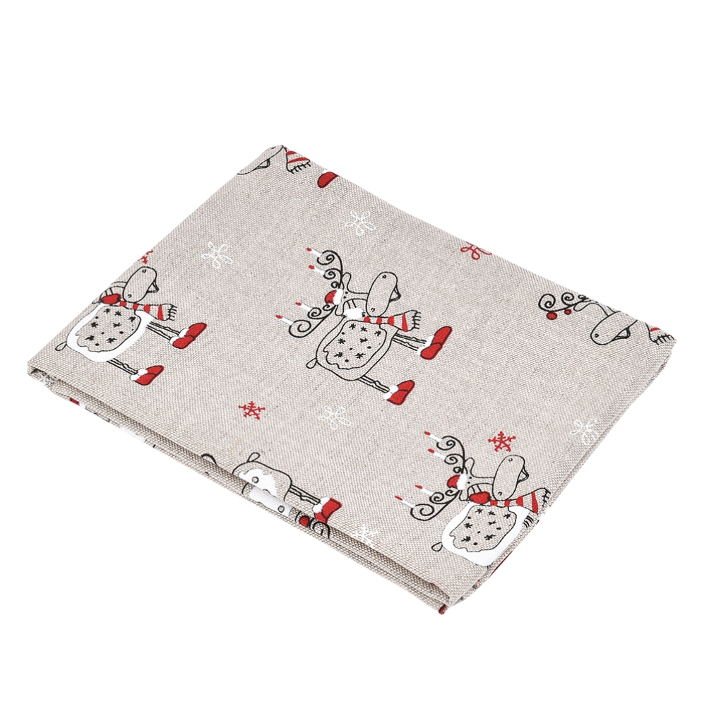 Squere small linen tablecloth Deers with candles, 72x72 cm