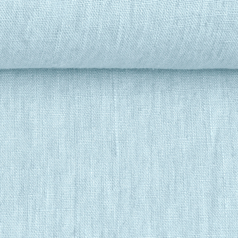 Washed soft blue color linen fabric, 200 g/m²